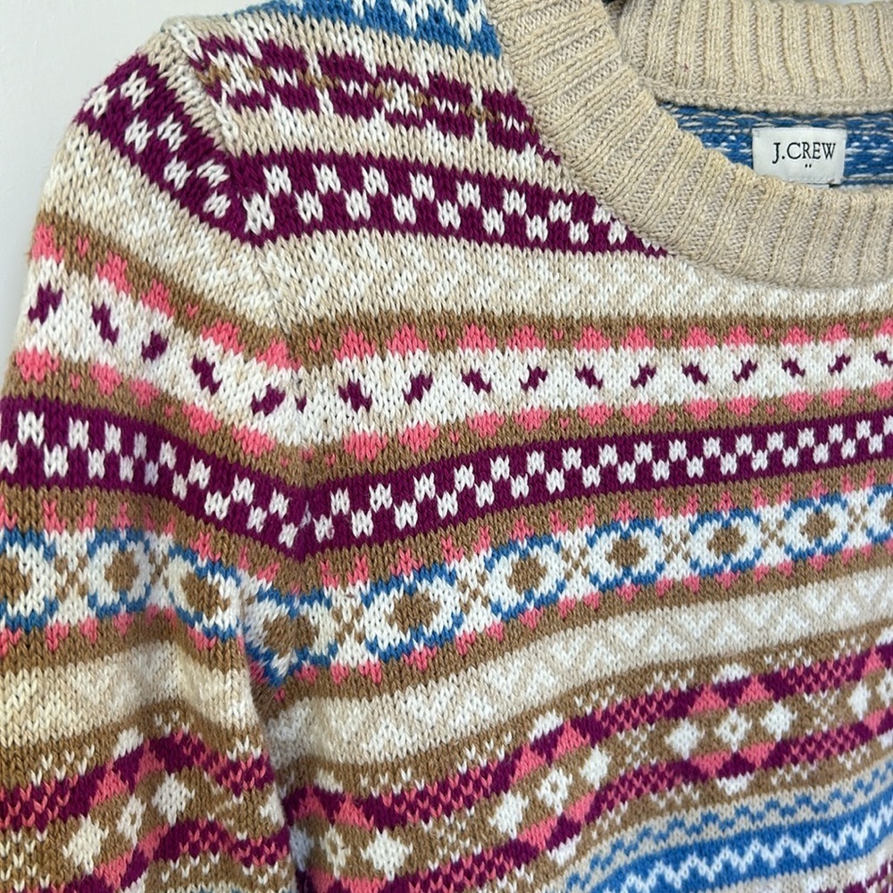 J Crew wool Fair Isle Knit Crewneck sweater size xsmall Ercu Multicolor EUC - Picture 3 of 11